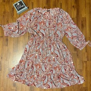 EUC Talbots Paisley Ruffle Hem Swing Dress
